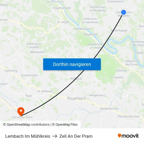 Lembach Im Mühlkreis to Zell An Der Pram map