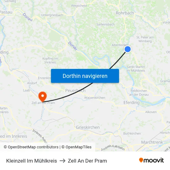 Kleinzell Im Mühlkreis to Zell An Der Pram map