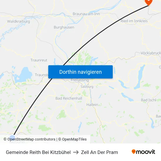 Gemeinde Reith Bei Kitzbühel to Zell An Der Pram map