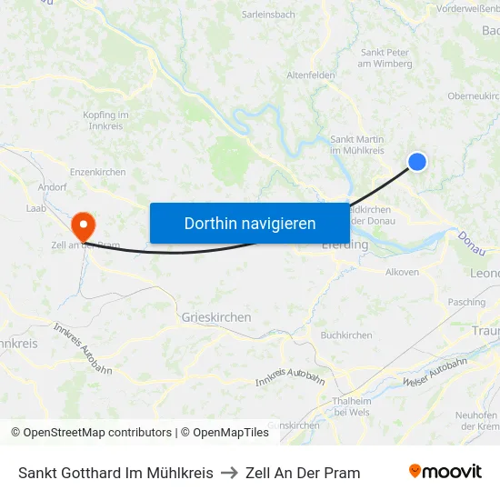 Sankt Gotthard Im Mühlkreis to Zell An Der Pram map