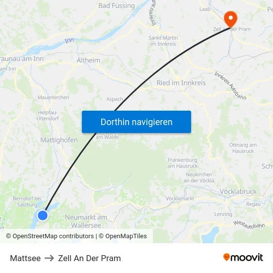 Mattsee to Zell An Der Pram map