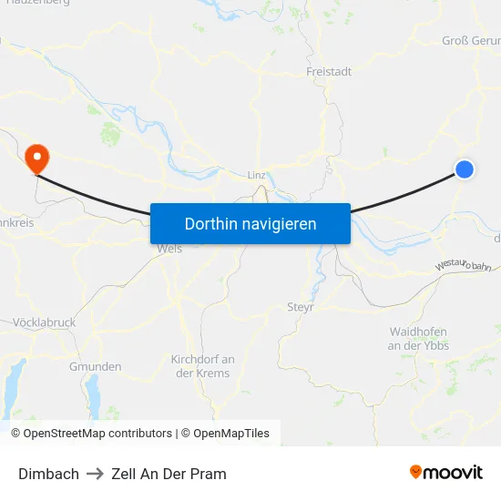 Dimbach to Zell An Der Pram map