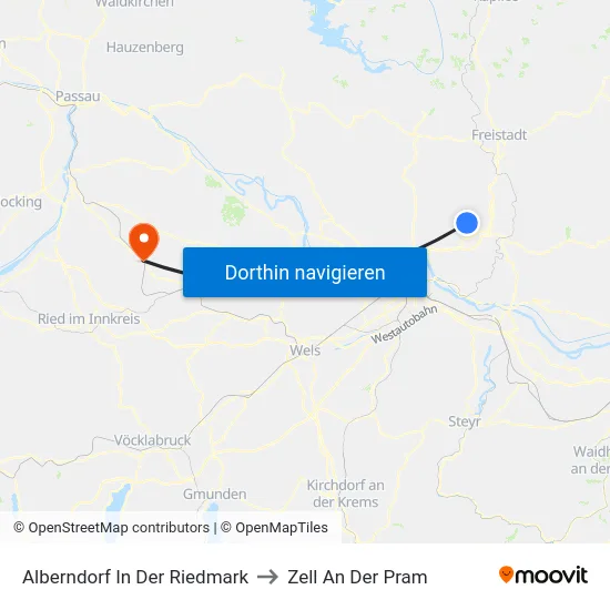 Alberndorf In Der Riedmark to Zell An Der Pram map