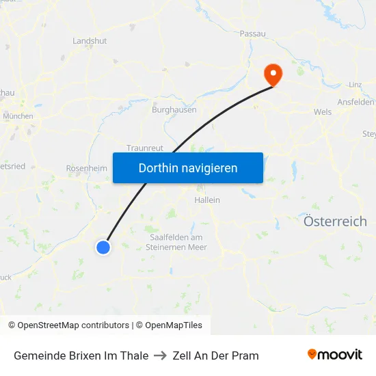 Gemeinde Brixen Im Thale to Zell An Der Pram map