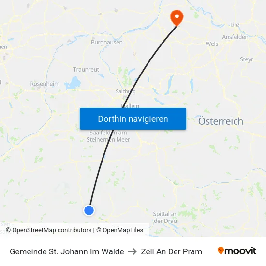 Gemeinde St. Johann Im Walde to Zell An Der Pram map