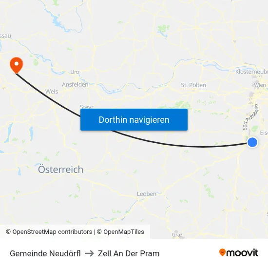 Gemeinde Neudörfl to Zell An Der Pram map