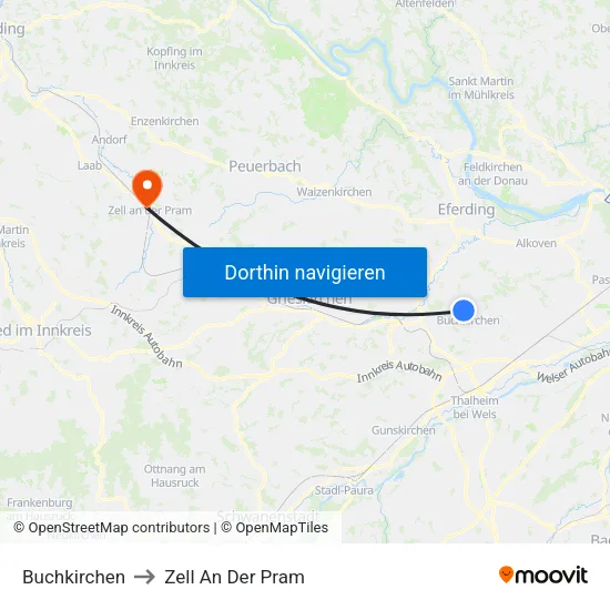 Buchkirchen to Zell An Der Pram map