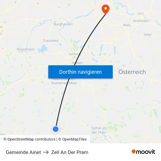 Gemeinde Ainet to Zell An Der Pram map