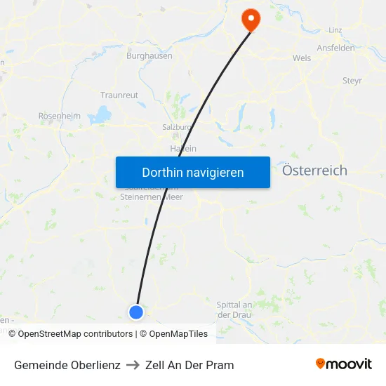 Gemeinde Oberlienz to Zell An Der Pram map