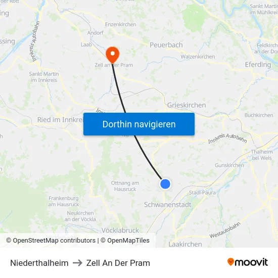 Niederthalheim to Zell An Der Pram map