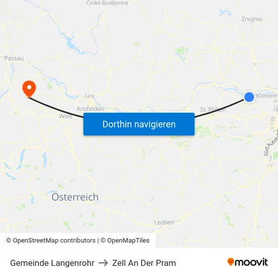 Gemeinde Langenrohr to Zell An Der Pram map