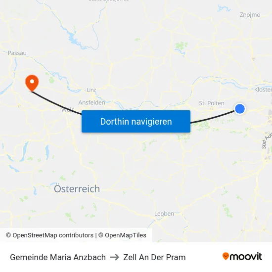 Gemeinde Maria Anzbach to Zell An Der Pram map