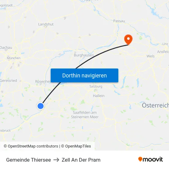 Gemeinde Thiersee to Zell An Der Pram map