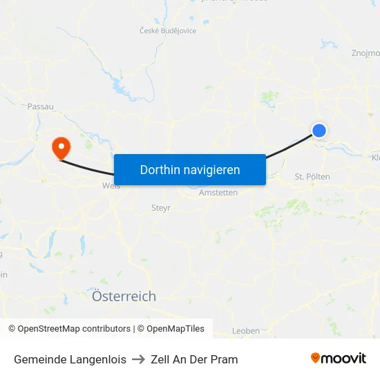 Gemeinde Langenlois to Zell An Der Pram map