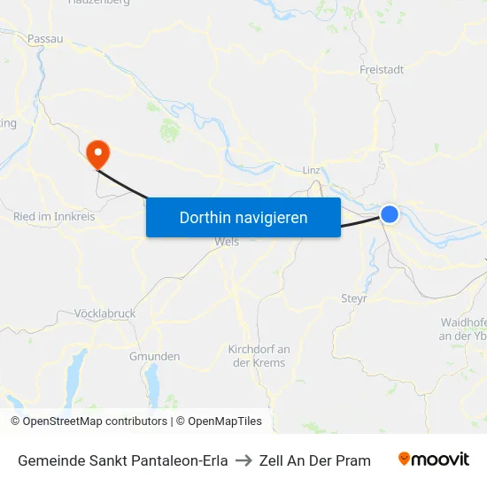 Gemeinde Sankt Pantaleon-Erla to Zell An Der Pram map