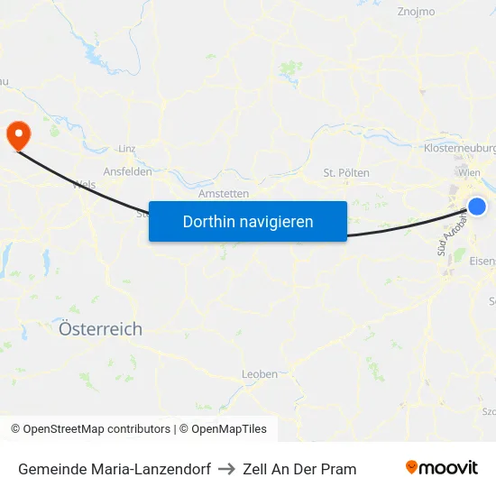 Gemeinde Maria-Lanzendorf to Zell An Der Pram map