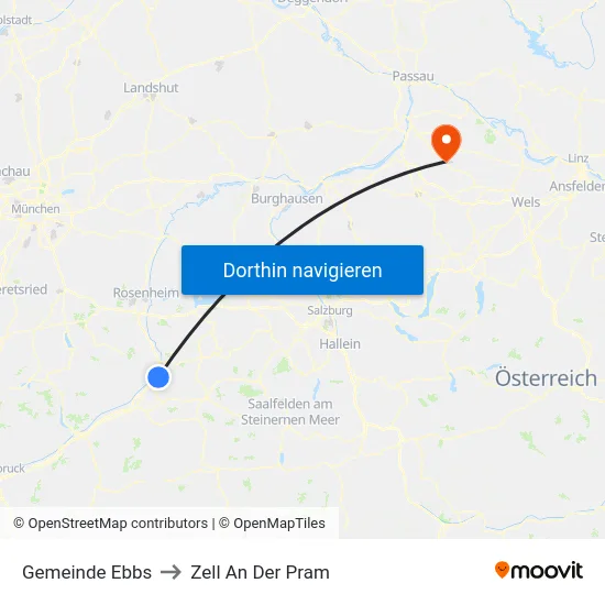 Gemeinde Ebbs to Zell An Der Pram map