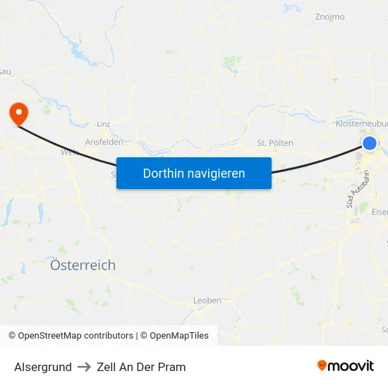 Alsergrund to Zell An Der Pram map