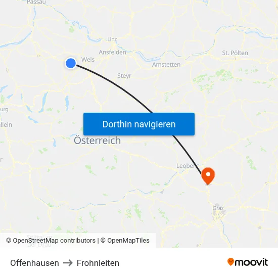 Offenhausen to Frohnleiten map