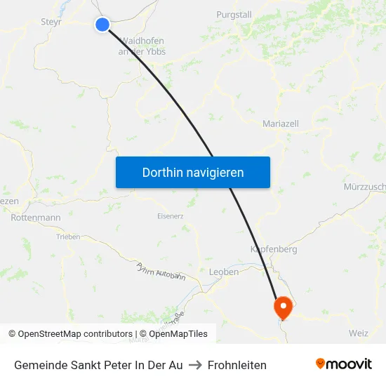 Gemeinde Sankt Peter In Der Au to Frohnleiten map