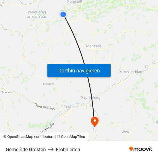 Gemeinde Gresten to Frohnleiten map