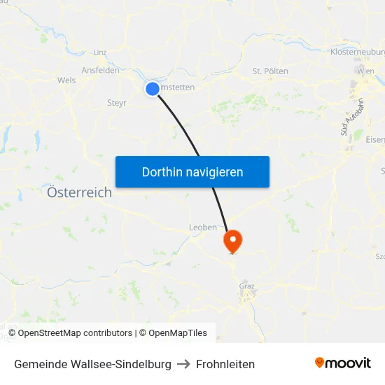 Gemeinde Wallsee-Sindelburg to Frohnleiten map