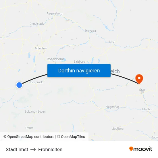 Stadt Imst to Frohnleiten map