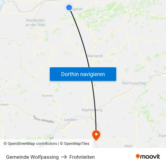 Gemeinde Wolfpassing to Frohnleiten map