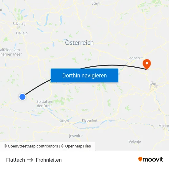 Flattach to Frohnleiten map