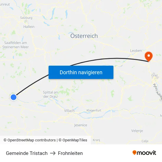 Gemeinde Tristach to Frohnleiten map