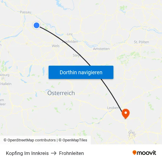 Kopfing Im Innkreis to Frohnleiten map