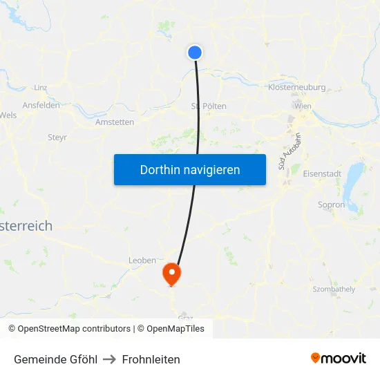 Gemeinde Gföhl to Frohnleiten map