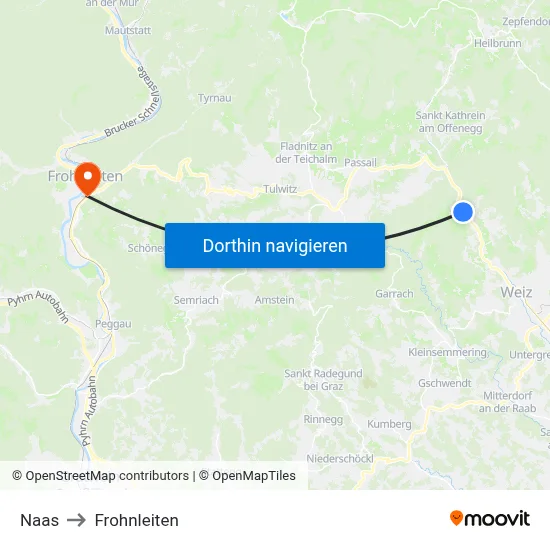 Naas to Frohnleiten map
