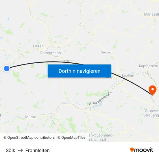 Sölk to Frohnleiten map
