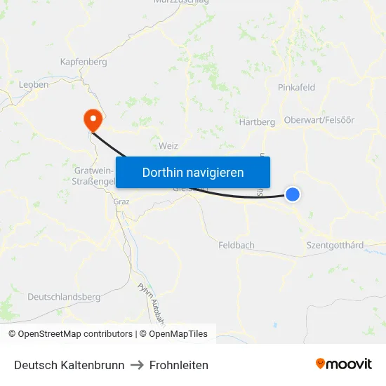 Deutsch Kaltenbrunn to Frohnleiten map