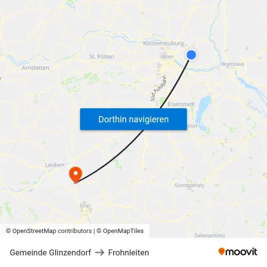 Gemeinde Glinzendorf to Frohnleiten map