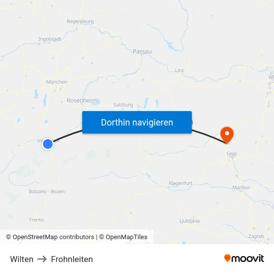 Wilten to Frohnleiten map