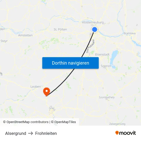 Alsergrund to Frohnleiten map