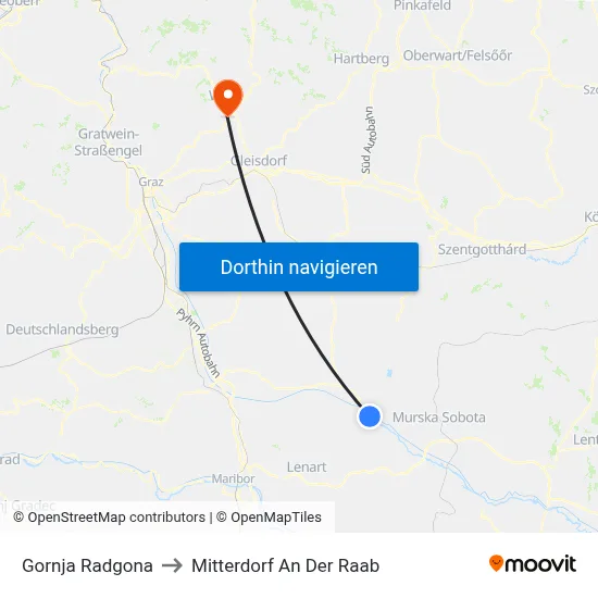 Gornja Radgona to Mitterdorf An Der Raab map
