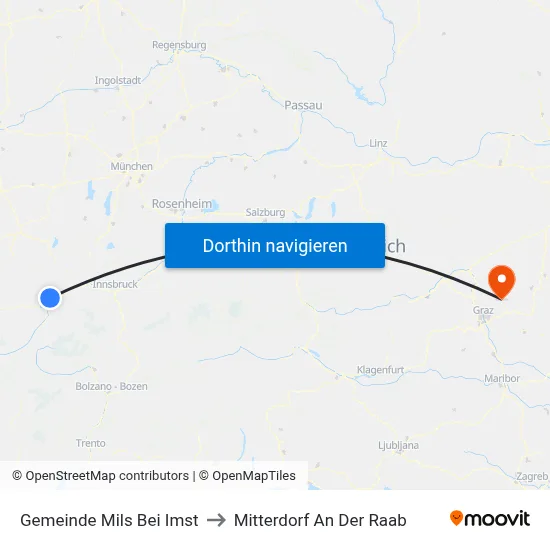 Gemeinde Mils Bei Imst to Mitterdorf An Der Raab map