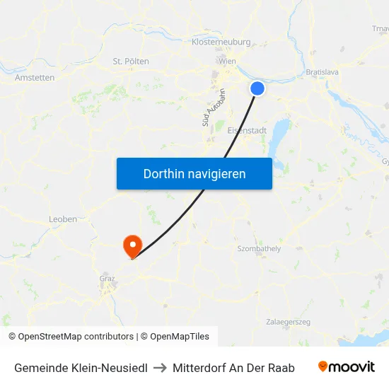 Gemeinde Klein-Neusiedl to Mitterdorf An Der Raab map