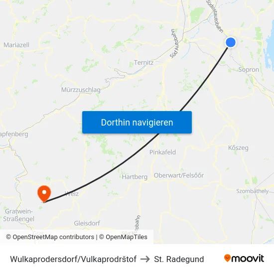 Wulkaprodersdorf/Vulkaprodrštof to St. Radegund map