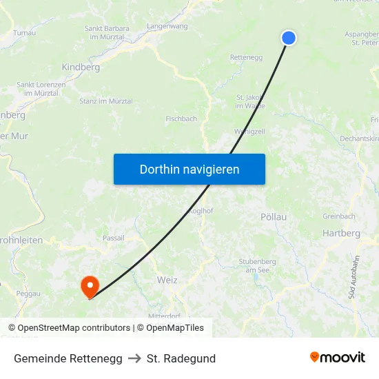 Gemeinde Rettenegg to St. Radegund map