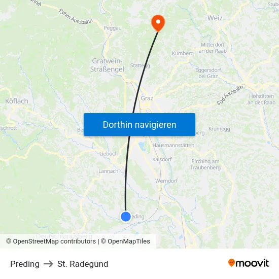 Preding to St. Radegund map