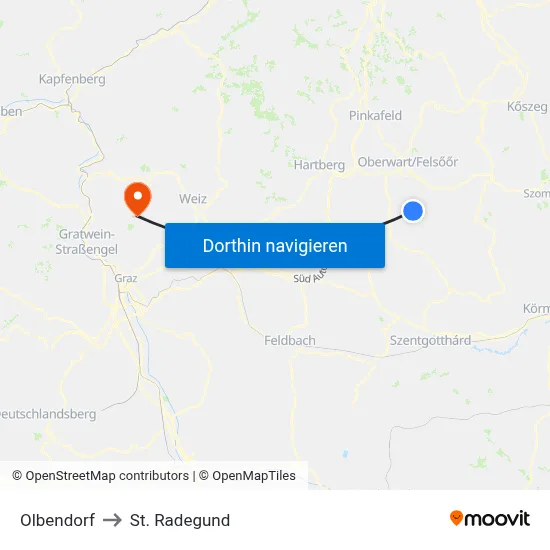 Olbendorf to St. Radegund map