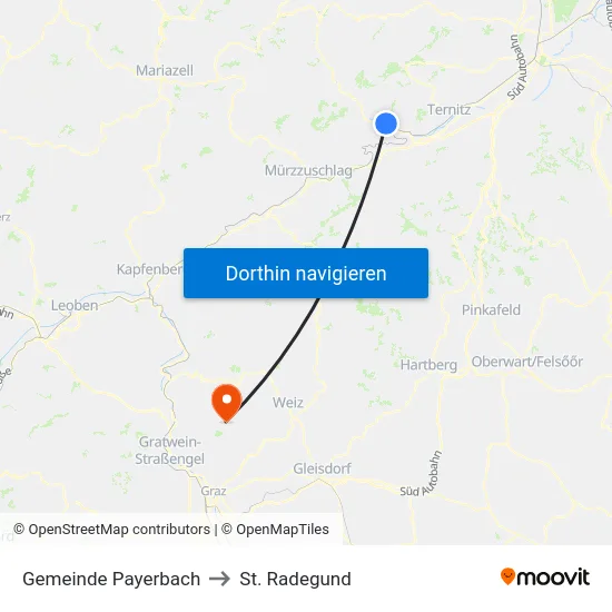 Gemeinde Payerbach to St. Radegund map