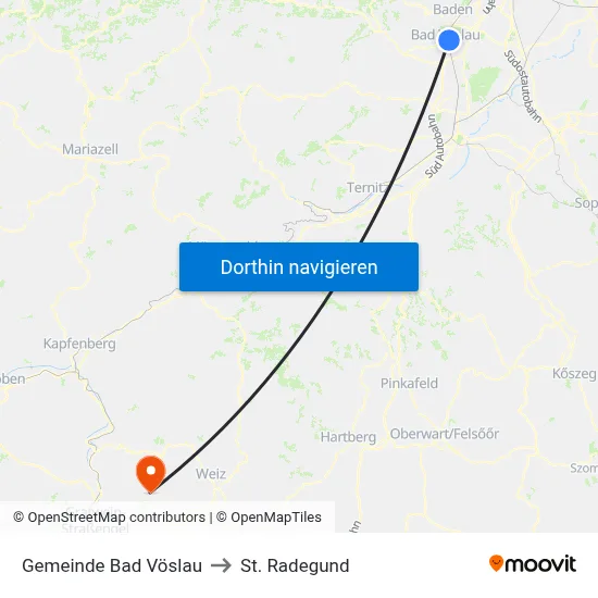 Gemeinde Bad Vöslau to St. Radegund map