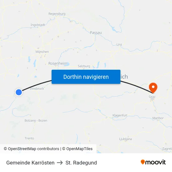 Gemeinde Karrösten to St. Radegund map