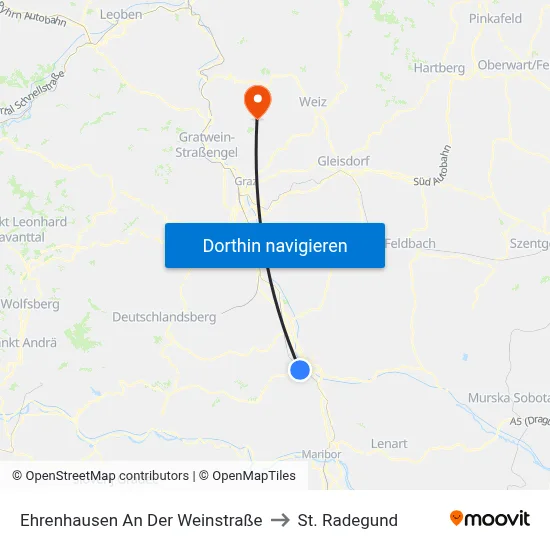 Ehrenhausen An Der Weinstraße to St. Radegund map