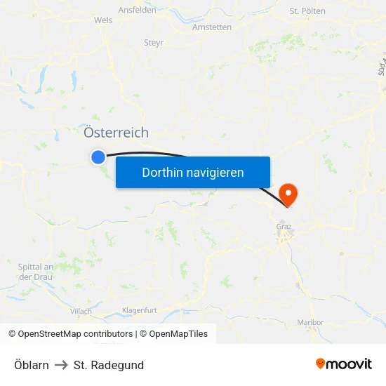 Öblarn to St. Radegund map